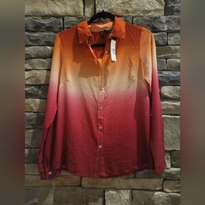 NWT New Direction Size Small Long Sleeve Lightweight Button Down Shirt